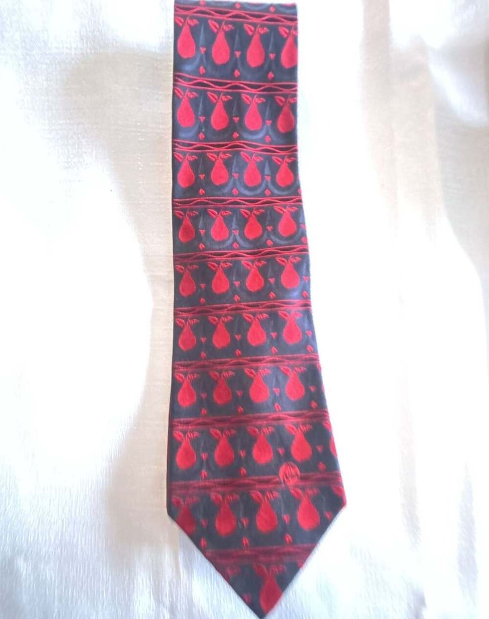T.B. Bernard Men's Red and Black Pear Pattern Necktie